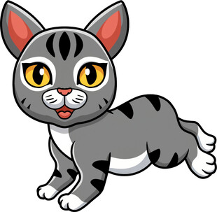 奔跑的可爱卡通小猫