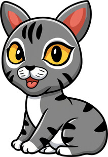 可爱灰猫卡通形象