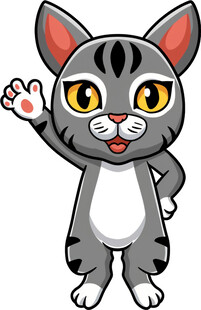 挥手的卡通猫咪