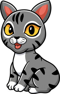 可爱灰猫卡通形象