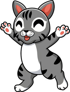 欢快的卡通小猫