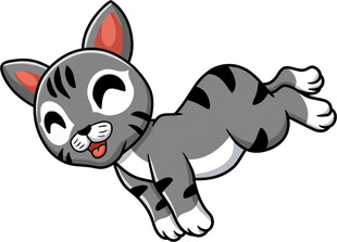 跳跃的可爱灰猫