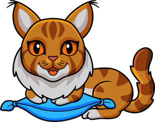 可爱猫咪玩蓝色织物