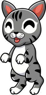 可爱卡通小猫欢快跳跃