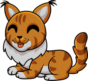 可爱躺卧的卡通猫咪