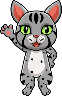 挥手的可爱斑点猫