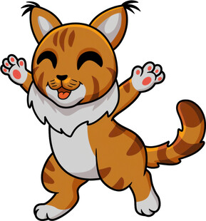 欢快跳跃的卡通小猫