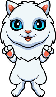 可爱白猫咪比耶