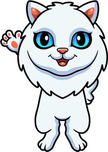 可爱招手小白猫