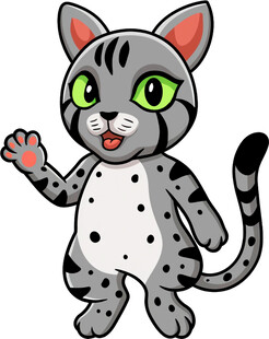 可爱挥手猫咪卡通形象