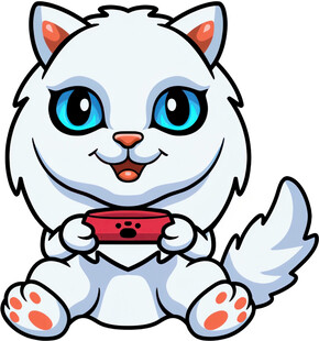 可爱白猫抱红心