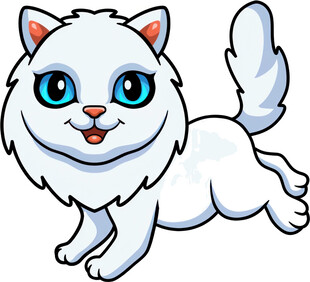 奔跑的可爱白色猫咪