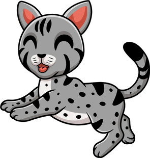 跳跃的斑点小猫