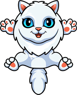 可爱跳跃的卡通小白猫
