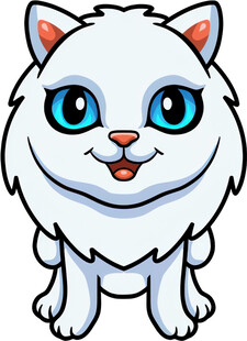 可爱的白色猫咪卡通形象