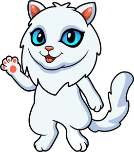 可爱白猫咪挥手打招呼