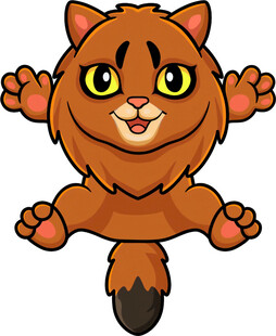 跳跃的可爱棕色猫咪