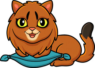 可爱猫咪趴蓝色垫子上