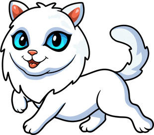 可爱小白猫欢快奔跑