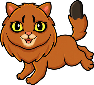 奔跑的橘色卡通猫咪