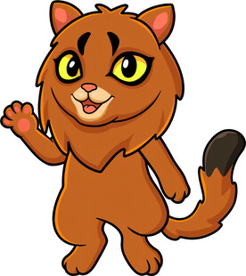 可爱招手卡通猫