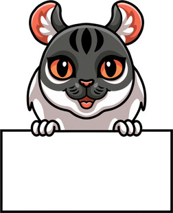 可爱仓鼠举空白标牌