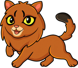 奔跑的棕色卡通小猫