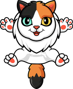 可爱三色猫咪跃起瞬间