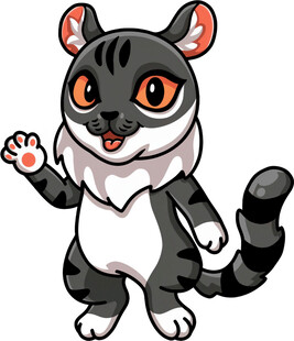 可爱挥手猫咪卡通形象