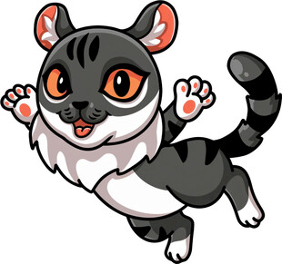 跳跃的可爱卡通猫咪