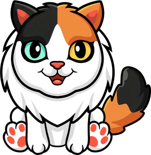 可爱三色卡通猫咪形象