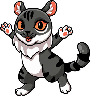 可爱灰黑猫欢快招手