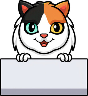 三色猫俏皮探身空白牌