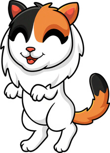 可爱三色猫咪俏皮站立