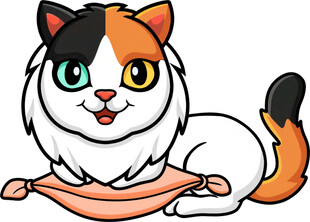 可爱三色猫咪惬意趴卧