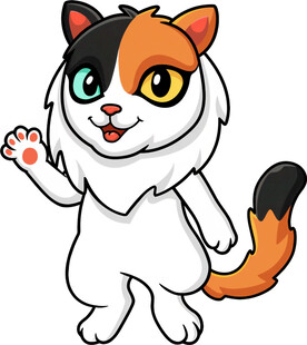 可爱三色猫挥手