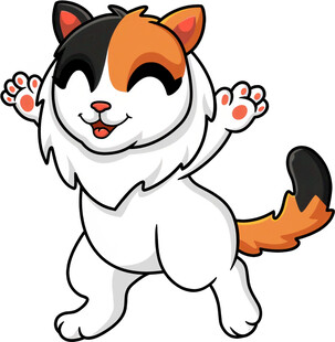 可爱三色猫欢快招手