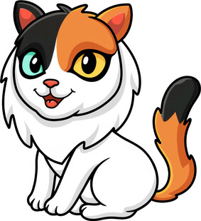 三色萌猫可爱坐姿