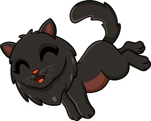 黑色萌猫欢快奔跑