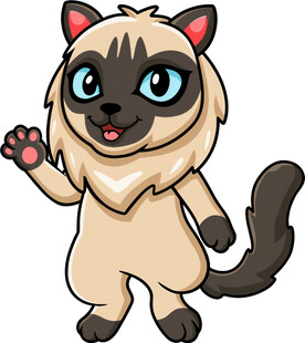 可爱暹罗猫挥手打招呼