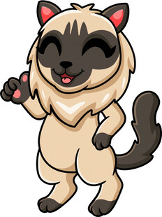 可爱暹罗猫俏皮挥手