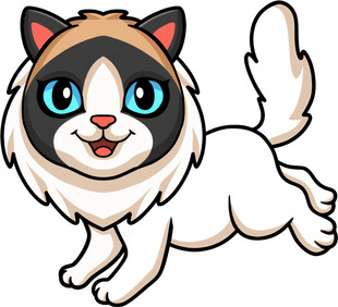 可爱奔跑猫咪插画