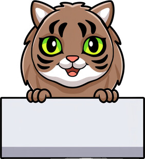 可爱老虎举空白标牌