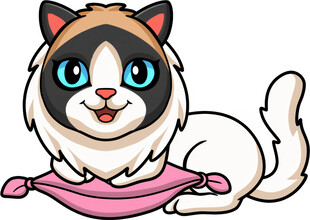 可爱猫咪躺卧粉色垫子上