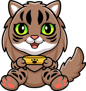 可爱小老虎端着食物