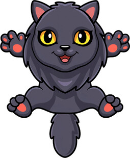 可爱黑猫跃起卖萌