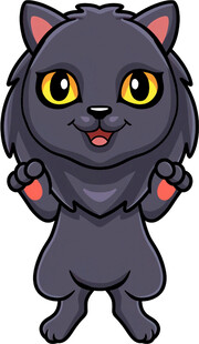 可爱黑猫比耶卖萌