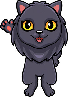 可爱黑猫挥手打招呼