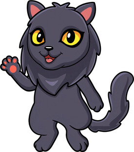 可爱黑猫挥手打招呼