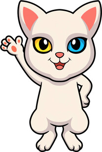 可爱招手小白猫